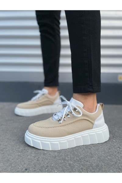 JY010 Cloud Bağcıklı Süet Erkek Günlük Sneaker Ayakkabı SBT - Krem/Beyaz JY010 Cloud Bağcıklı Süet Erkek Günlük Sneaker Ayakkabı SBT - Krem/Beyaz