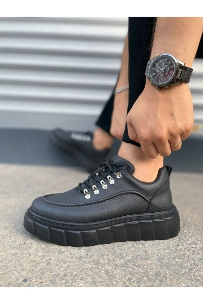 JY010 Cloud Bağcıklı Cilt Erkek Günlük Sneaker Ayakkabı CST - Siyah JY010 Cloud Bağcıklı Cilt Erkek Günlük Sneaker Ayakkabı CST - Siyah