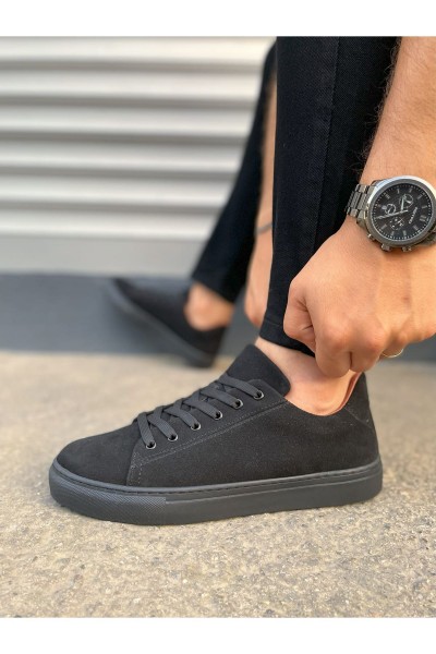 JY122 Mode Bağcıklı Süet Erkek Günlük Sneaker Ayakkabı SST - Siyah JY122 Mode Bağcıklı Süet Erkek Günlük Sneaker Ayakkabı SST - Siyah