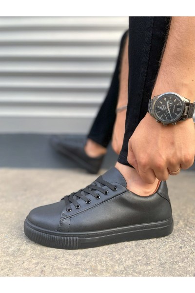 JY122 Mode Bağcıklı Cilt Erkek Günlük Sneaker Ayakkabı CST - Siyah JY122 Mode Bağcıklı Cilt Erkek Günlük Sneaker Ayakkabı CST - Siyah