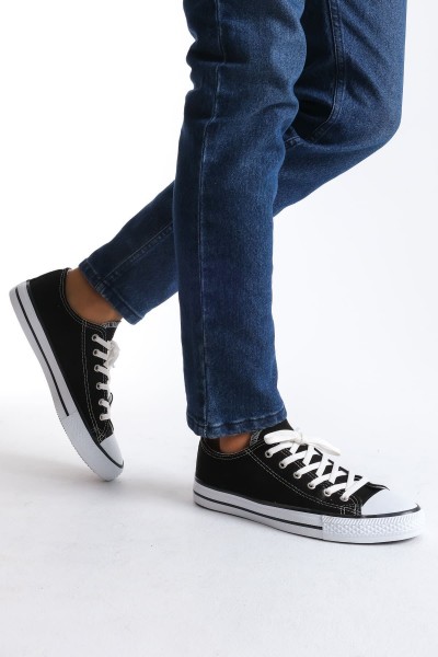 JY0422 Luke Bağcıklı Keten Kumaş Erkek Günlük Sneaker Ayakkabı KBT - Siyah JY0422 Luke Bağcıklı Keten Kumaş Erkek Günlük Sneaker Ayakkabı KBT - Siyah