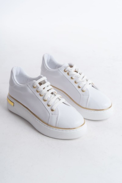 MINA Bağcıklı Ortopedik Taban Kadın Sneaker Spor Ayakkabı CBT - Beyaz/Altın MINA Bağcıklı Ortopedik Taban Kadın Sneaker Spor Ayakkabı CBT - Beyaz/Altın