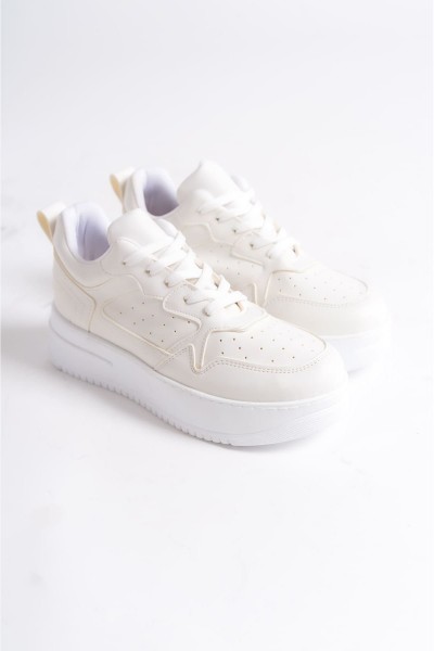ALESSI Bağcıklı Ortopedik Taban Kadın Sneaker Spor Ayakkabı CBT - Kırık Beyaz ALESSI Bağcıklı Ortopedik Taban Kadın Sneaker Spor Ayakkabı CBT - Kırık Beyaz