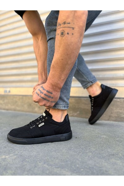 JY0118 REX Bağcıklı Keten Kumaş Erkek Günlük Sneaker Ayakkabı KST - Siyah JY0118 REX Bağcıklı Keten Kumaş Erkek Günlük Sneaker Ayakkabı KST - Siyah