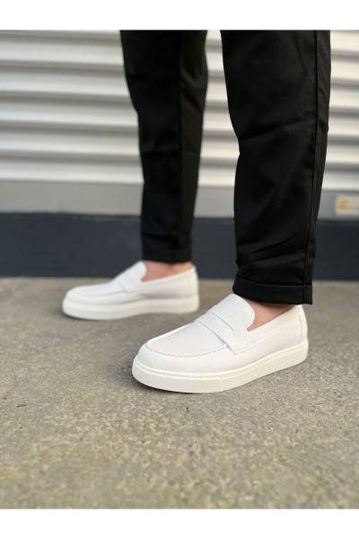 JY180 Estilo X Bağcıksız Cilt Erkek Günlük Spor Klasik Ayakkabı CBT - Beyaz