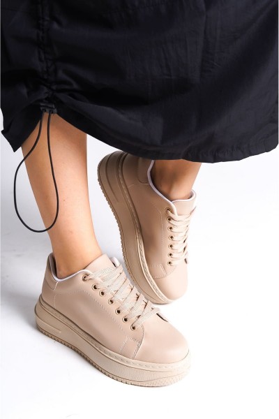 BIANA Bağcıklı Ortopedik Taban Kadın Sneaker Spor Ayakkabı CTT - Ten BIANA Bağcıklı Ortopedik Taban Kadın Sneaker Spor Ayakkabı CTT - Ten