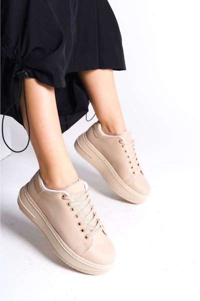 BIANA Bağcıklı Ortopedik Taban Kadın Sneaker Spor Ayakkabı CTT - Ten BIANA Bağcıklı Ortopedik Taban Kadın Sneaker Spor Ayakkabı CTT - Ten