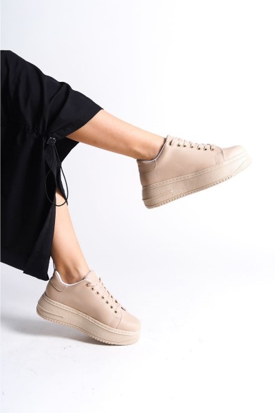 BIANA Bağcıklı Ortopedik Taban Kadın Sneaker Spor Ayakkabı CTT - Ten BIANA Bağcıklı Ortopedik Taban Kadın Sneaker Spor Ayakkabı CTT - Ten