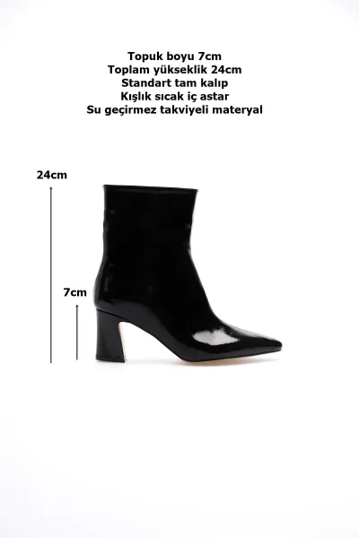 Nadia Kadın Siyah Rugan Kalın Topuklu Kışlık Bot Nadia Kadın Siyah Rugan Kalın Topuklu Kışlık Bot