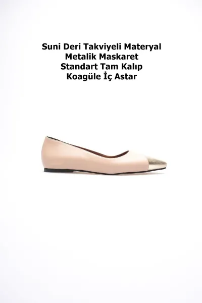 Margaret Kadın Nude Altın Babet Ayakkabı