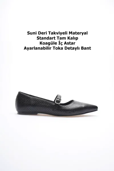 Isolde Kadın Siyah Desenli Babet Ayakkabı